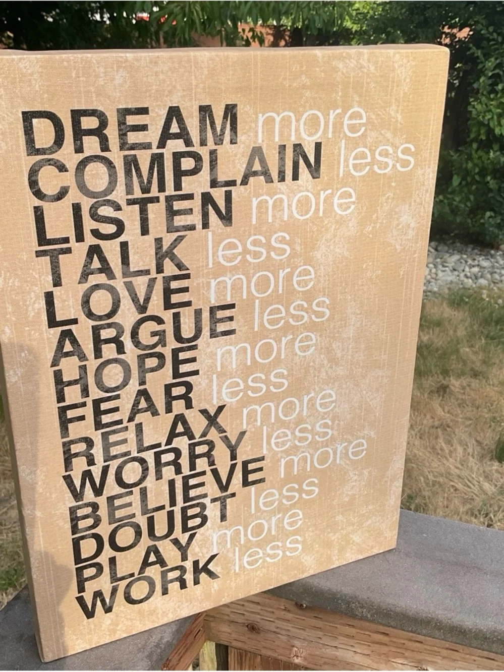 Motivational Text Canvas Wall Art - Beige and Black